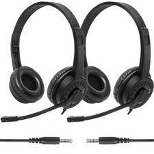 XOSDA 2pk Kids On-Ear Wired Headphones w/Mic for Classroom, School, PC