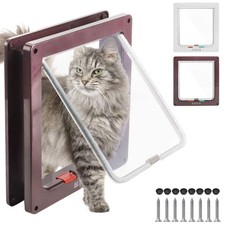 4 Way Pet Door Cat Puppy Dog Magnetic Lock Lockable Flap Door Frame Magnetic