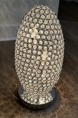 Anthony California 21'' Crystal Egg Table Lamp Chrome Bright Life M1805 BEAUTIFUL
