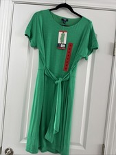 Chaps Women's Short Sleeves Crewneck Knit Dress, Green, M, Brand new w/tags
