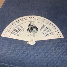 Vintage Celluloid Fan With Victorian Couple 11  Open