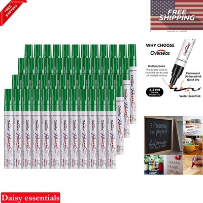 48 Green Oil-Based Permanent Paint Markers Set Waterproof Fade-Resistant Dura...