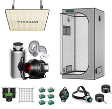 VIVOSUN Gray Grow Tent Complete Kit w/ Inline Fan & LED Grow Light & Accessories