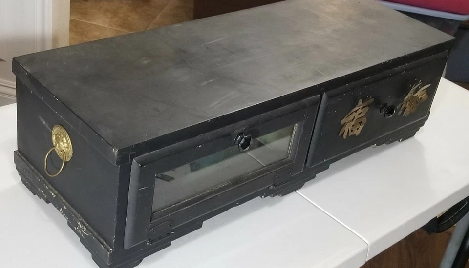 Armario de almacenamiento esterilizador de madera primitivo vintage boticario 1900 Foto 3 de 4