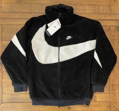Nike Fullzip Reversible Boa Jacket Big Swoosh - Black - Size Large (Fits Like M)