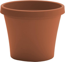Bloem Terra Resin Planter Pot with Drainage Holes, Terra Cotta 8" round