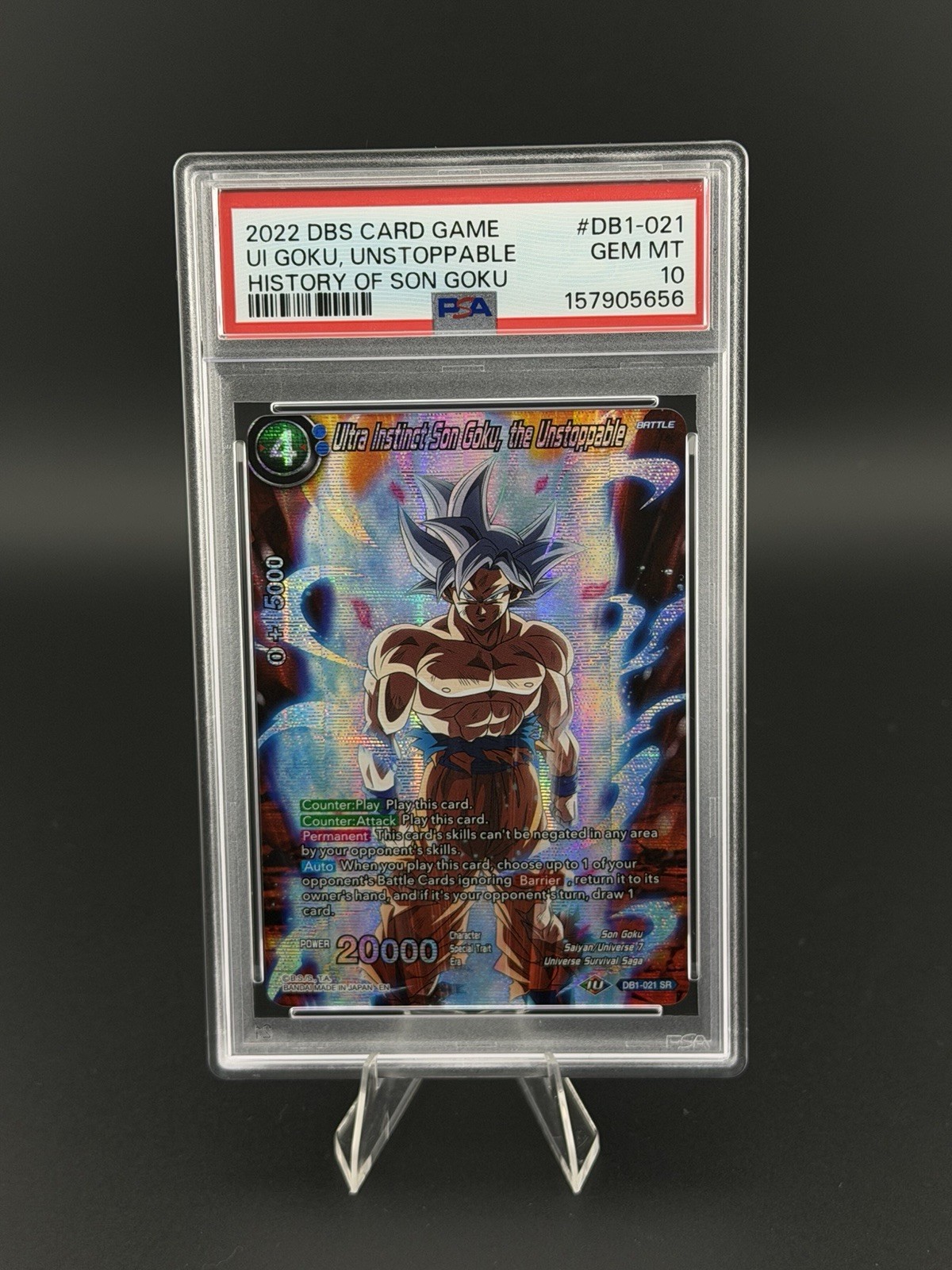 DBS ULTRA INSTINCT SON GOKU, THE UNSTOPPABLE DB1-021 PSA 10 view 3