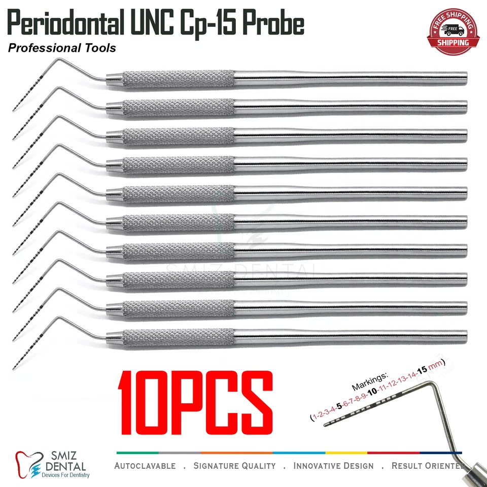 SMIZ DENTAL® SONDA UNC parodontale CP-15 BPE Marcatura Codifica a Colori Perio Esame Sonde