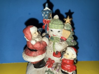 Santa & Snowman Musical Delton Products Fine Collections Christmas 6  Vintage
