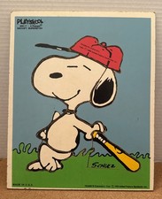 1958 PLAYSKOOL 6 PIECE WOODEN PUZZLE Snoopy Superstar 230-17 BY SCHULZ