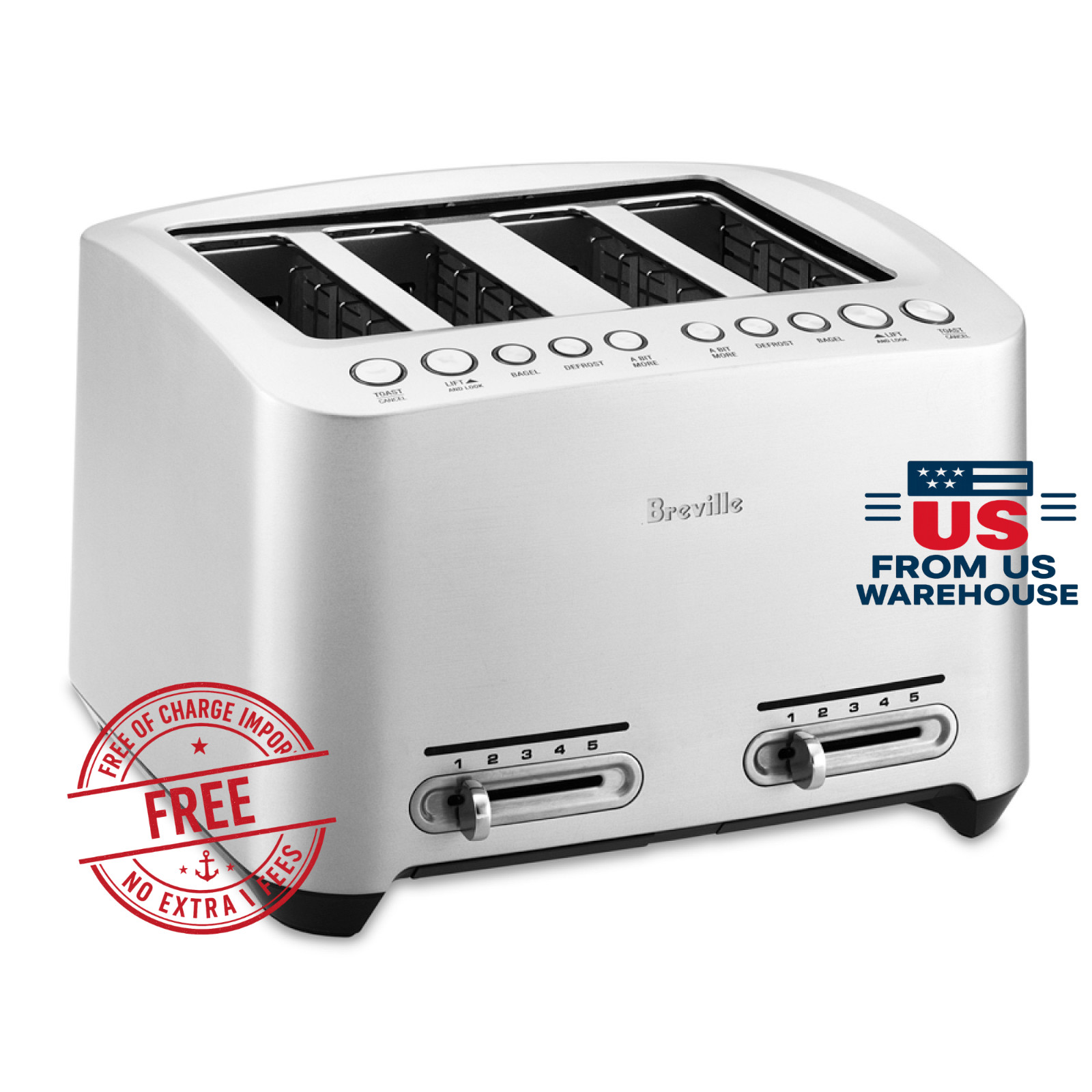 Breville BTA840XL Smart Toaster 4 Slice Stainless Steel Die-Cast 1800W