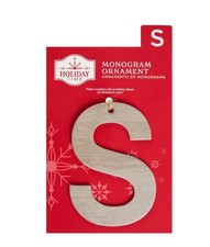 Letter S Wood Monogram Ornament 4" Xmas Monogram Initial Stocking Holiday Time