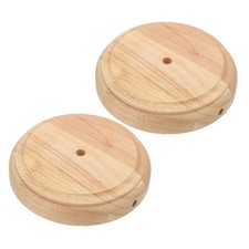 2pcs 5.5"x1.3" Wooden Lamp Base Solid Wooden Base Wood Desk Lamp Display Stand