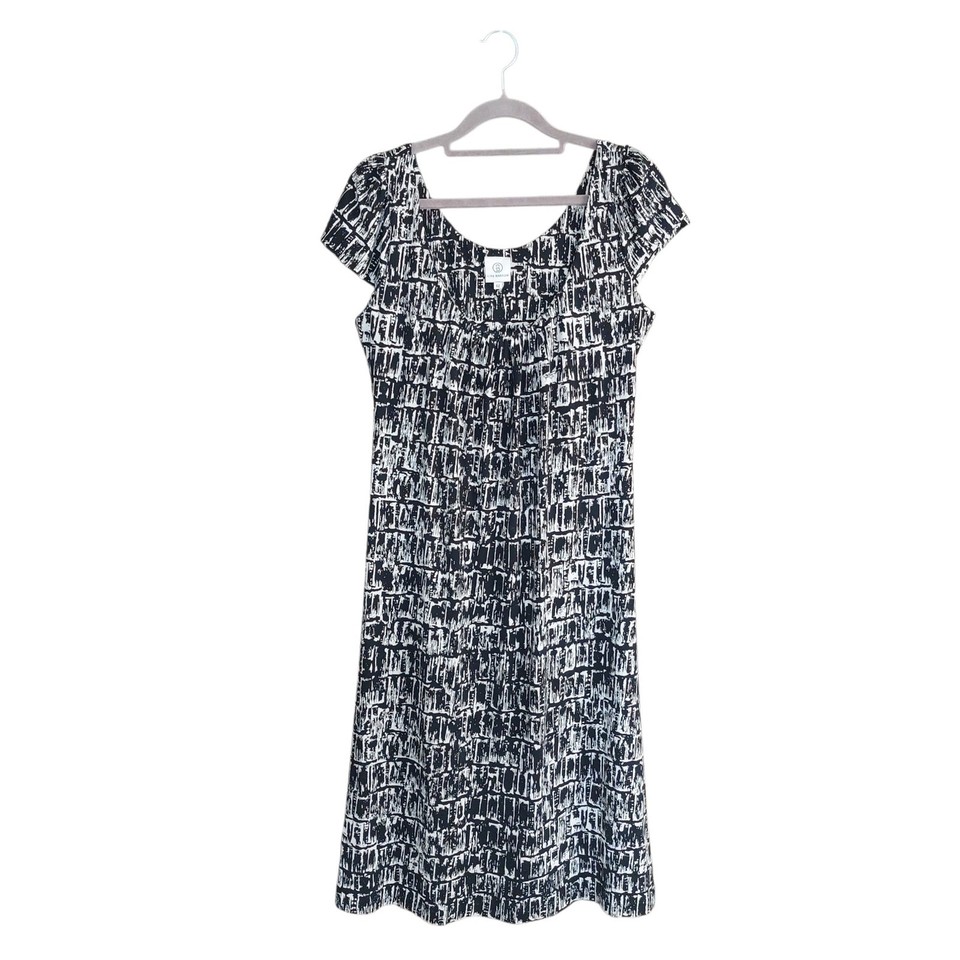 Lisa Barron 12 Dress Maxi A Line Short Sleeve Black White Casual Party Cocktail