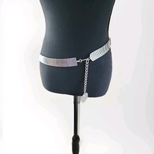 Vintage 1980's Silver Metal Belt Adjustable 30-36" Hong Kong Stamped