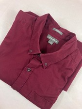 Eddie Bauer Mens 2XL Burgundy Red Classic Fit Long Sleeve Button Down Shirt
