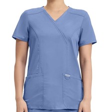 Cherokee Scrub Top for Women L Mock Wrap 2-Way Stretch Durable Fabric -WW610