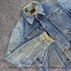 Vintage Wrangler 124MJ Blue Denim Jacket Made In USA Trucker Cowboy Men's 38