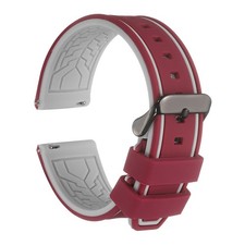 Silicone Watch Straps 22mm with Black Buckle, Fuchsia Grey