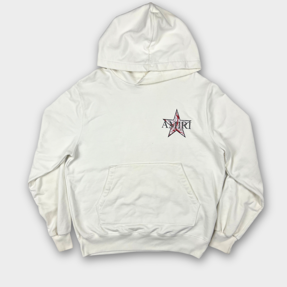 Amiri Star Logo Hoodie White Size M Men Pullover Cotton Made in