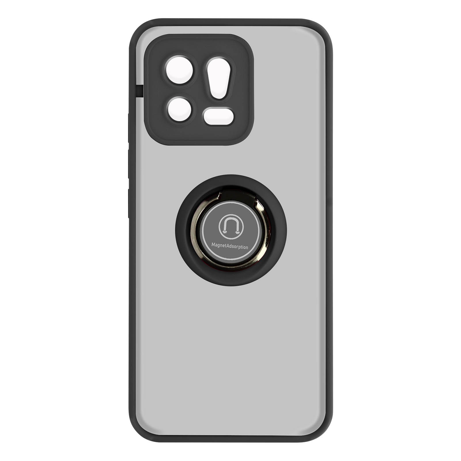 Coque Xiaomi 13 hybride noire avec anneau support rotatif anti-chute