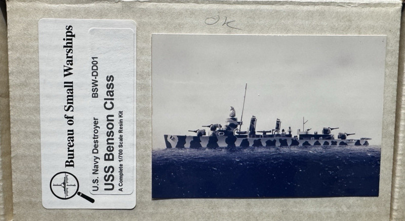 Bureau of Small Warships 1/700 Navy Destroyer USS Benson Class Resin Kit w/base