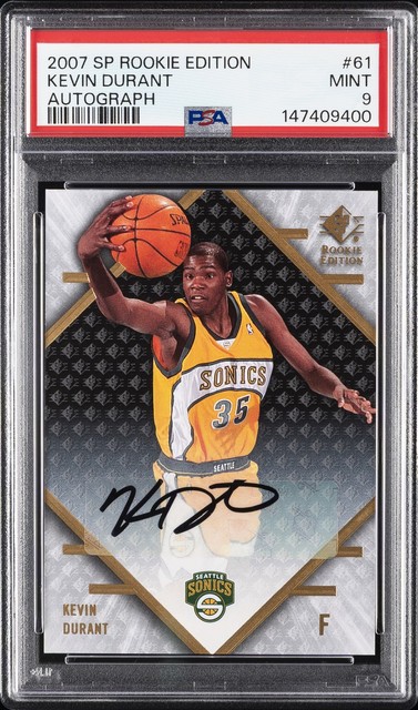 2007 SP Rookie Edition Auto #61 Kevin Durant Rookie RC PSA 9