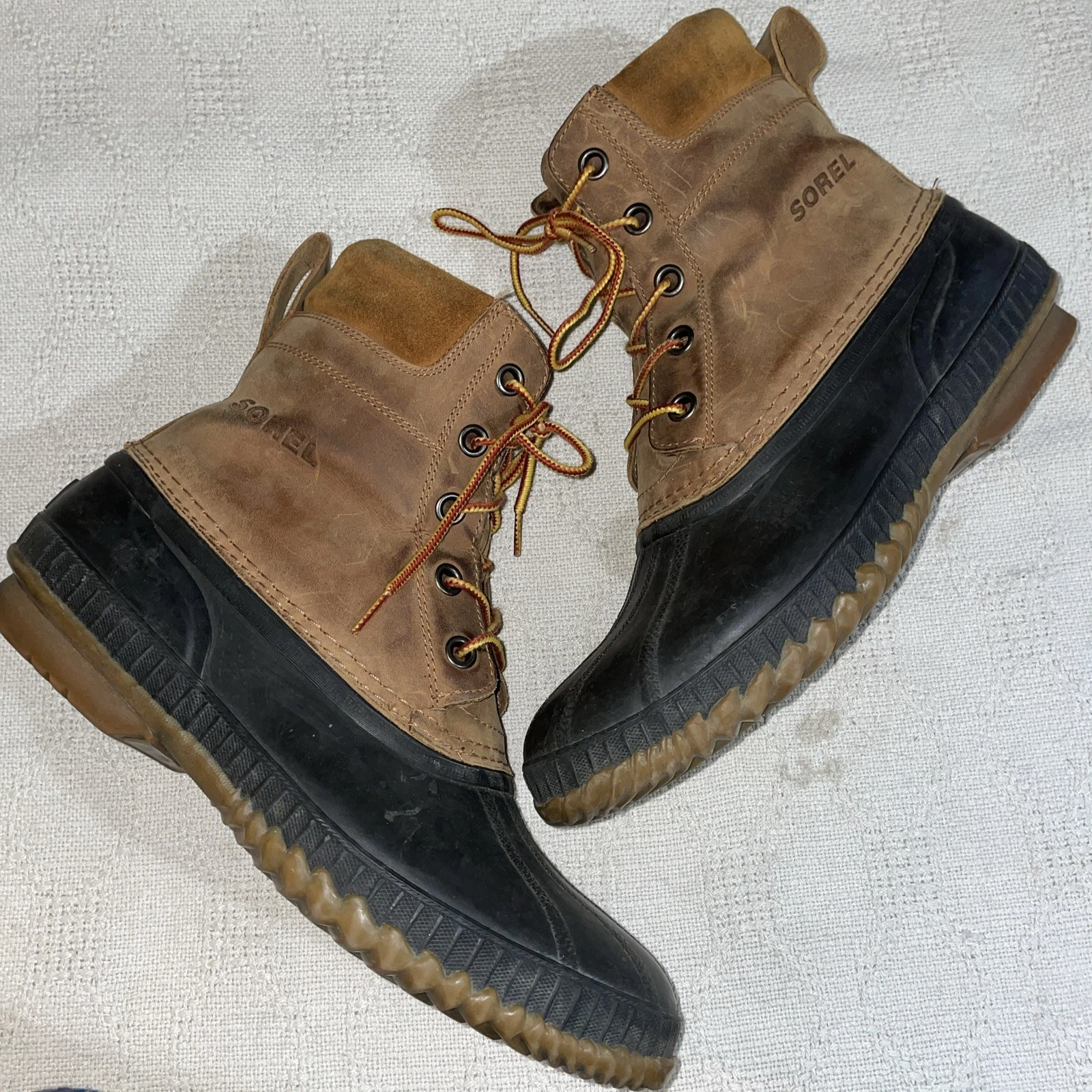 Sorel Outdoor Boots Mens Size 11.5 M Black Brown Workwear Rugged Comfort