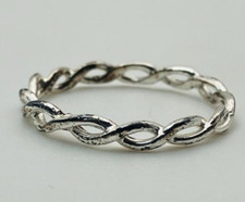 Vintage Sterling Silver 925 Narrow Woven Band Ring Size 6