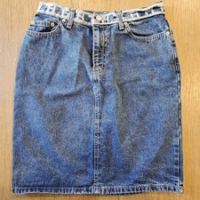 VTG 90s Tommy Hilfiger Blue Denim Skirt Above The Knee 100 Cotton Woman Size 4