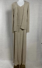 2 Piece Evening Gown Size 6 Gold Metallic Formal Mother Of The Bride Shimmer