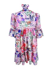 Rachel Roy Women's Printed Cold-Shoulder Dress (2, Pink) 889177181862