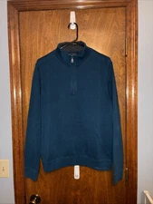 Scott Barber Mens teal Long Sleeve Pima Cotton 1/4 Zip Pullover Sweatshirt med
