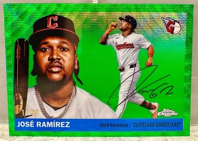 JERSEY # MATCH! 2025 Topps Chrome Platinum Jose Ramirez Green Wave 11/99! CLE!
