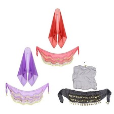 2Pcs Gypsy Costume Accessories Belly Dance Outfits Belly Dance Coins Hip Scarf