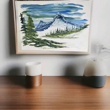 Original Watercolor Winter Mountain Painting Artist Signed Fred Ekmark Landscape