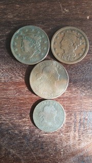 One Cent / Half Cent USA Lot insg. 4 Münzen 1800 1848