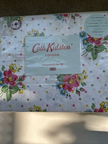 Cath Kidston London Cotton BUNCHES PINK 3pc Twin Sheet Set NWT - Picture 4 of 4