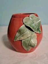 Freeburg Pottery Planter Rust Embelished Leaves 4 Inch