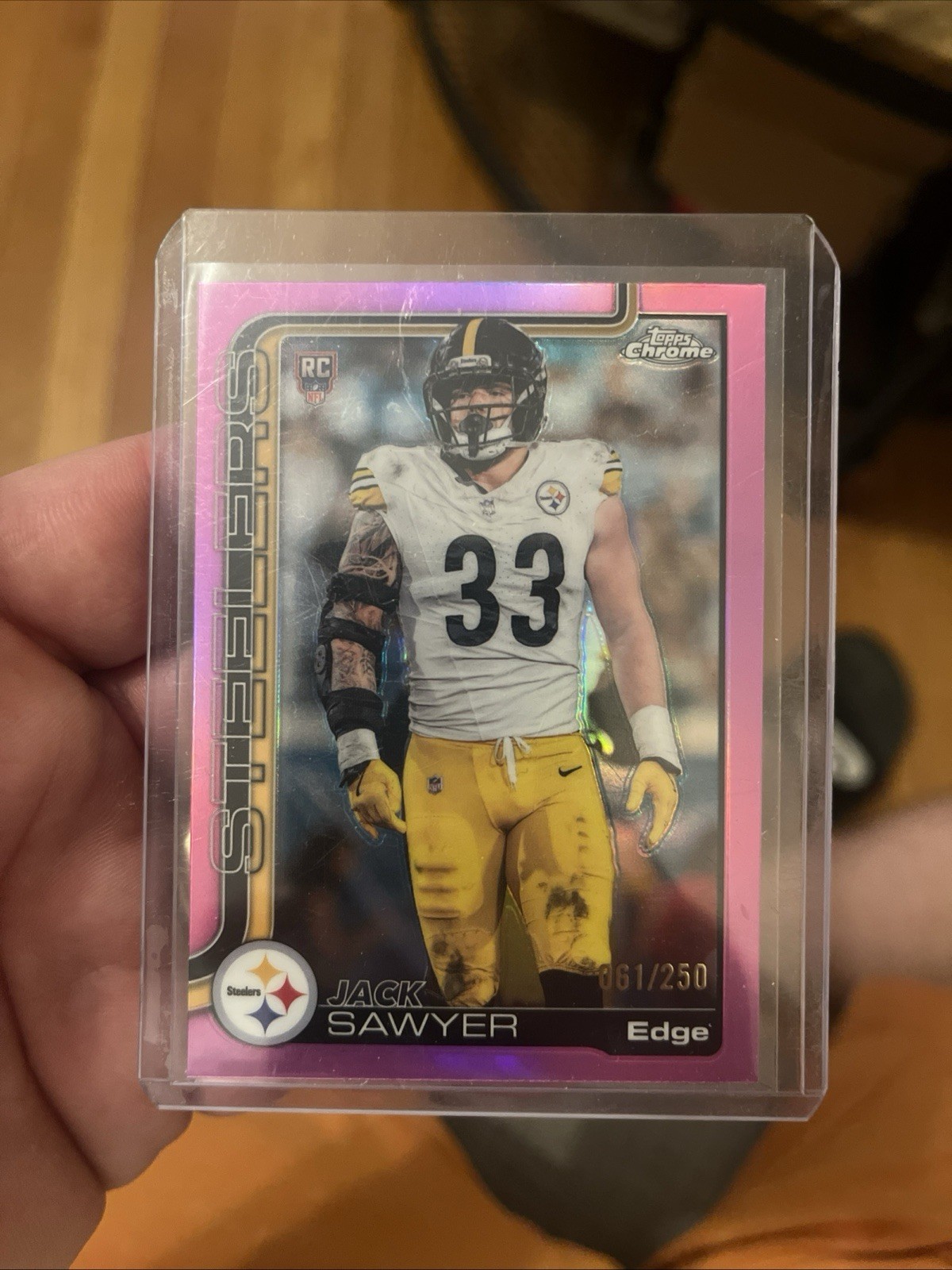 Topps Chrome Pink Refractor Rookie /250 Jack Sawyer #357 Steelers 2025 