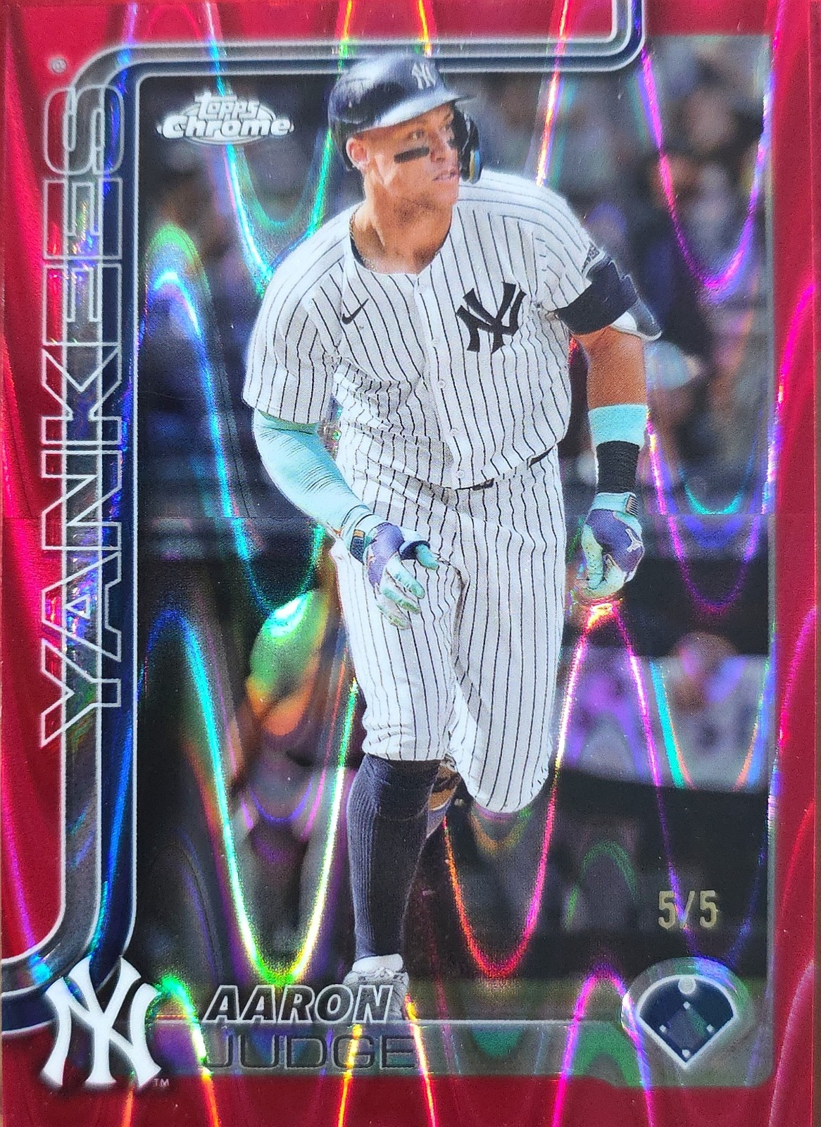 2025 Topps Chrome Aaron Judge Red Raywave Refractor SSP 5/5 NY YANKEES #99