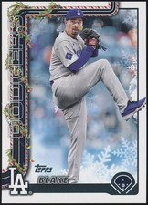 2025 Topps Holiday #H135 Blake Snell Base Holiday Backs Variation SP LA Dodgers