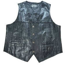 Vintage Cevy?s Genuine Leather Vest Black Men?s Size 46 Made In Mexico