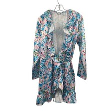 Bar III Womens Mini Wrap Dress Long Sleeve Multicolor Floral Size PL