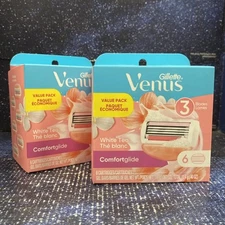 2 Pack Gillette Venus Value Pack Razor with 3 Blades, 6 Cartridges ea, White Tea