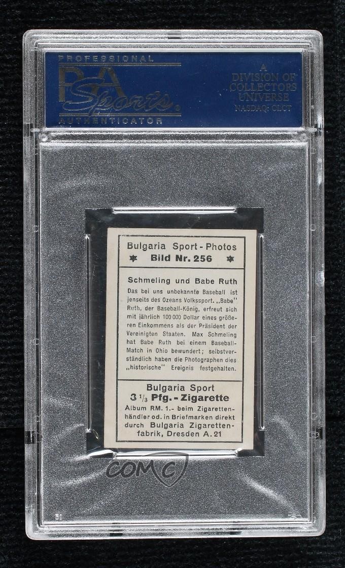 1932 Bulgaria Sport-Photos Tobacco Babe Ruth Max Schmeling #256 PSA 6 HOF view 2