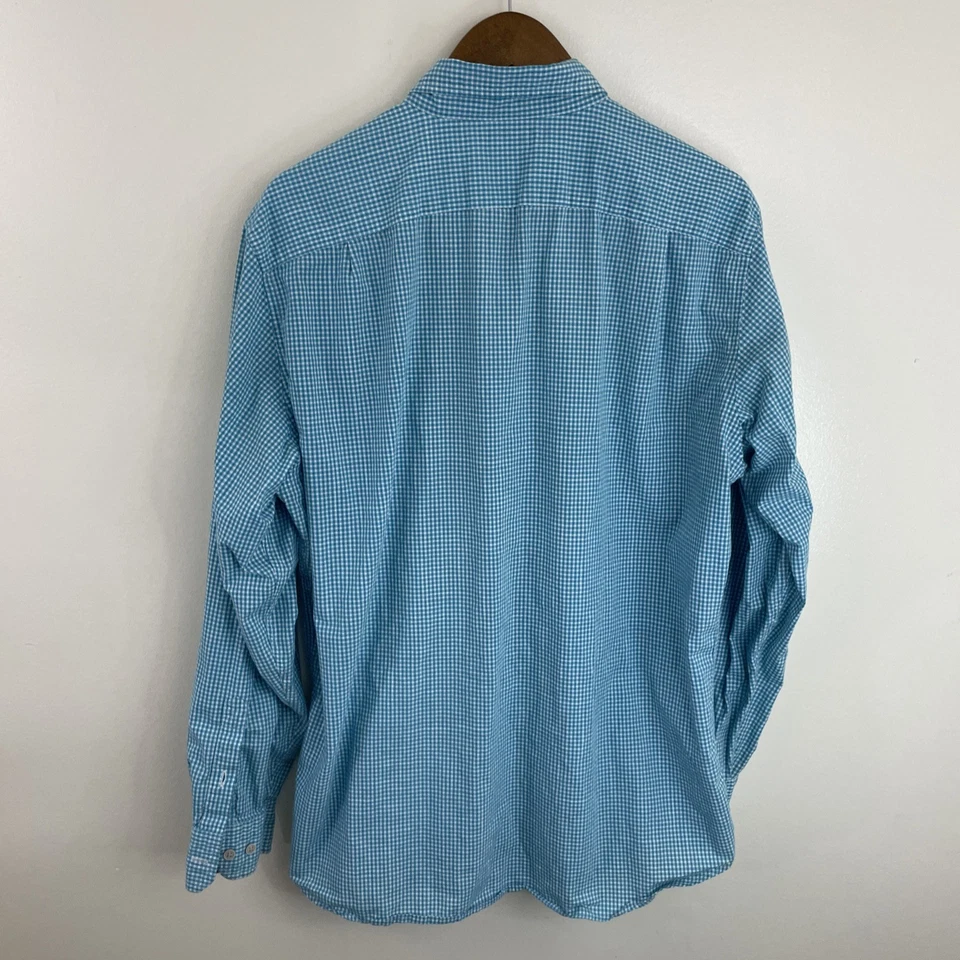 Nautica Shirt Mens Large Teal Plaid Long Sleeve Button Down 100% Cotton - Image 2 of 4