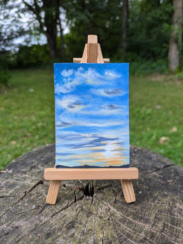 ACEO Original Acrylic Painting Double Sunset OOAK 3.5 in x 2.5 in