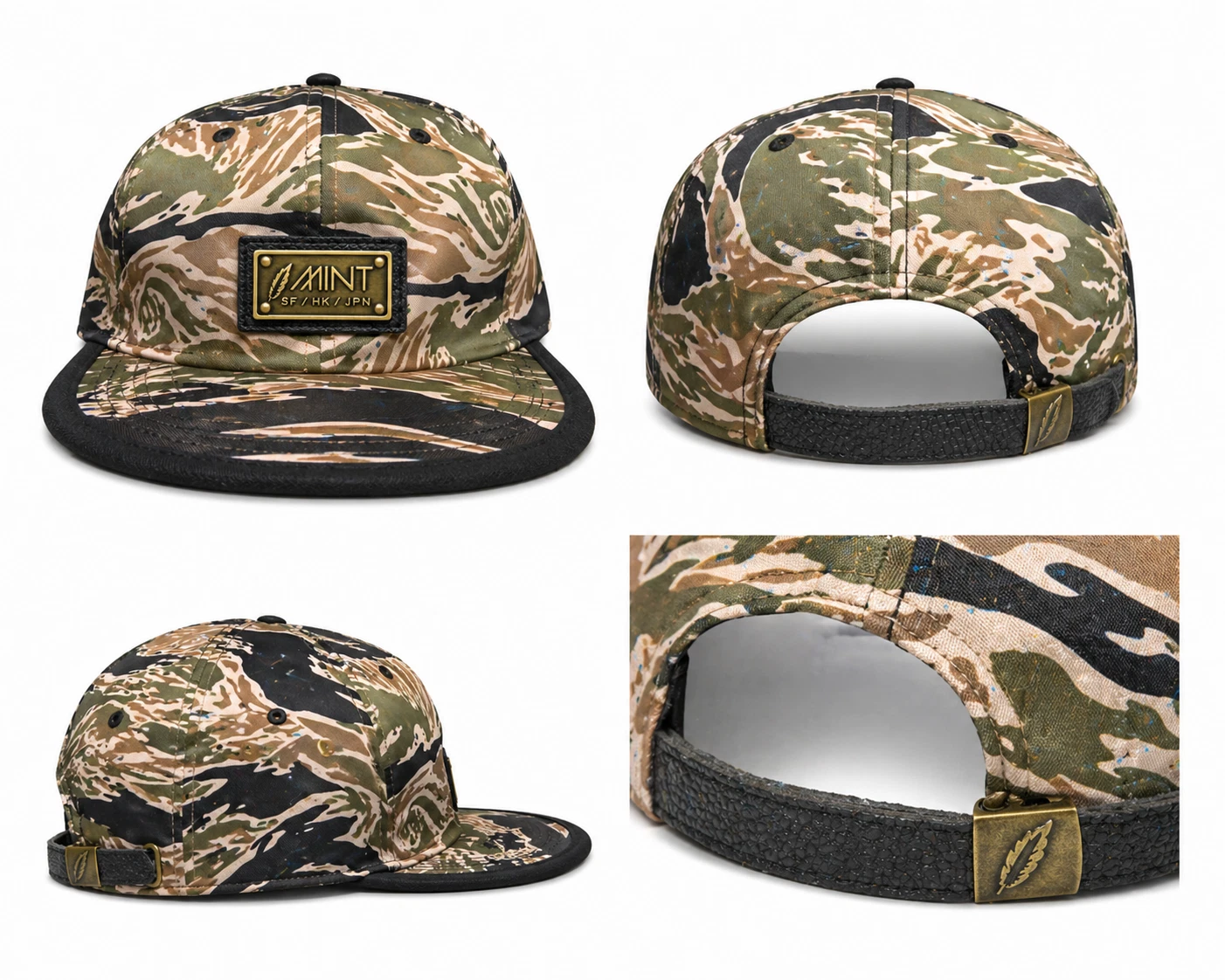 Mint Camo Strapback Cap Tiger Camouflage 6 Panel Adjustable Hat