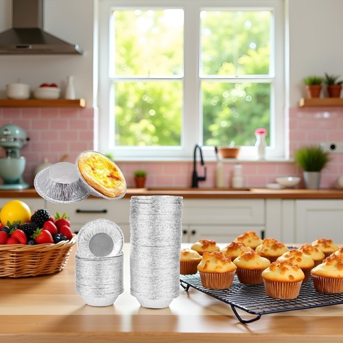 Tustao 50 Pezzi Argento Mini Torta Lattine Padelle di Foglio,Torta Pan,Piccola Mini,  - Foto 9 di 9
